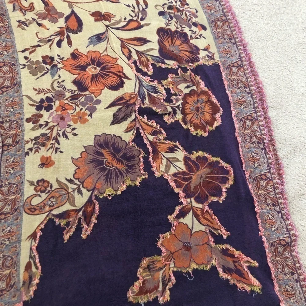 Floral scarf/ shawl light weight reversible purple